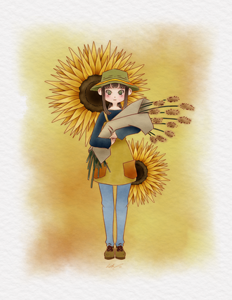 Wheat and Sunflowers