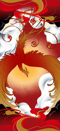 Naka-kon 2025 Phoenix Kimono Full Flat Design Illustration