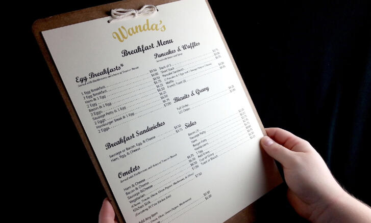 Wanda's Roadside Cafe Menu Redesign