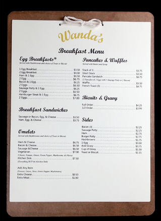Wanda&#39;s Roadside Cafe Menu Redesign